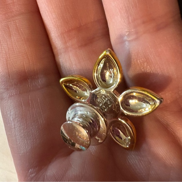 Givenchy vintage Gold and White Crystal Earrings - Picture 3 of 4